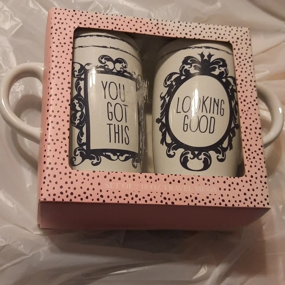 Set of 2 Travel Mugs NWT